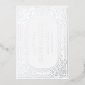 Zilveren elegante romantische sierlijke vintage br folie uitnodiging (Voorkant)