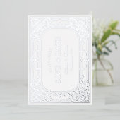 Zilveren elegante romantische sierlijke vintage br folie uitnodiging (Staand Voorkant)