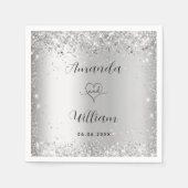 Zilveren elegante script bruiloft servet (Voorkant)