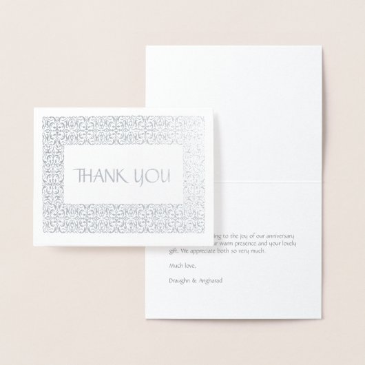 Zilveren Elegantie All-Occasion "Dank u" Opmerking Folie Kaarten (Display)