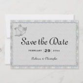Zilveren Elegantie bruiloft klokken Save The Date (Voorkant)