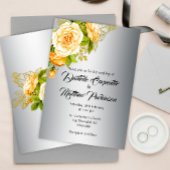 Zilveren Elegantie: Golden Rozen Bruiloft Kaart