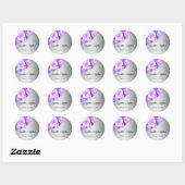 Zilveren Elegantie Paarse Rose Boeket Bruiloft Ronde Sticker (Vel)
