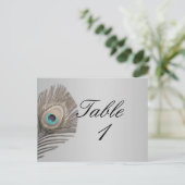 Zilveren Elegantie Pauw Tafelnummer (Staand voorkant)