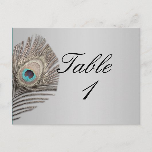 Zilveren Elegantie Pauw Tafelnummer (Voorkant)