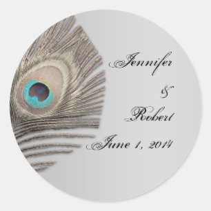 Zilveren Elegantie Peacock Envelope Seal Ronde Sticker