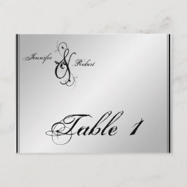 Zilveren Elegantie Trouwtafel Nummer Briefkaart