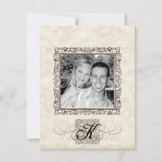 Zilveren Elegantietijdperk, foto bruiloft uitnodig Kaart (Voorkant)