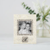 Zilveren Elegantietijdperk, foto bruiloft uitnodig Kaart (Staand voorkant)
