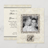 Zilveren Elegantietijdperk, foto bruiloft uitnodig Kaart (Voorkant / Achterkant)