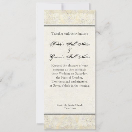 Zilveren Elegantietijdperk, foto bruiloft uitnodig Kaart (Achterkant)