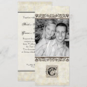 Zilveren Elegantietijdperk, foto bruiloft uitnodig Kaart (Voorkant / Achterkant)