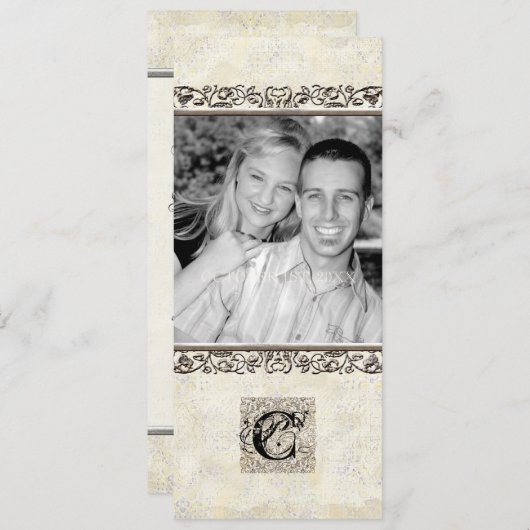 Zilveren Elegantietijdperk, foto bruiloft uitnodig Kaart (Voorkant / Achterkant)