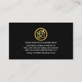 Zilveren elektrische pictogrammen op zwart visitekaartje (Achterkant)