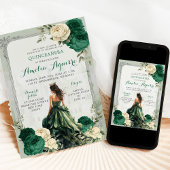 Zilveren Emerald Groen Kasteel Prinses Quinceañera Kaart