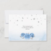 Zilveren en Bahama Blauwe Rozen Elegant Save The Date (Achterkant)