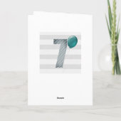 Zilveren en blauwe 7e verjaardag kaart (Achterkant)