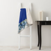 Zilveren en blauwe bloesems sherpa deken (In situ)