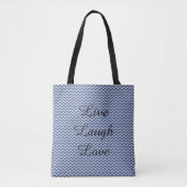Zilveren en blauwe chevronstrepen tote bag (Voorkant)