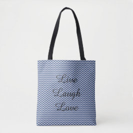 Zilveren en blauwe chevronstrepen tote bag