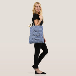 Zilveren en blauwe chevronstrepen tote bag