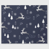 Zilveren en blauwe kerst cadeaupapier (Vlak)