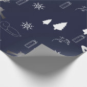 Zilveren en blauwe kerst cadeaupapier (Hoek)