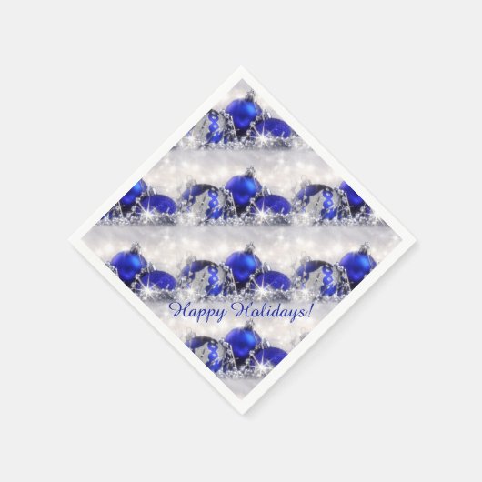 Zilveren en blauwe kerst papier servetten (Hoek)