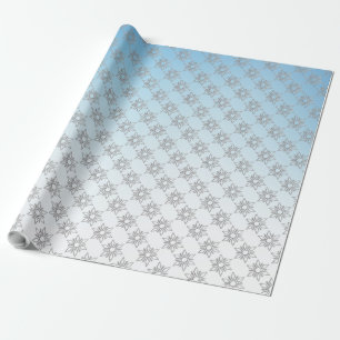 Zilveren en blauwe kerstman cadeaupapier