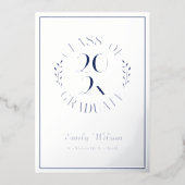 Zilveren en blauwe klasse van 2025 Graduation Part Folie Uitnodiging (Voorkant)