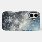 Zilveren en blauwe sneeuwvlok winter Case-Mate iPhone case (Achterkant (horizontaal))