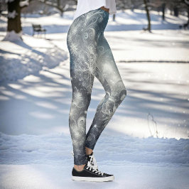 Zilveren en blauwe sneeuwvlok winter leggings
