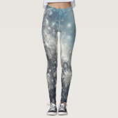 Zilveren en blauwe sneeuwvlok winter leggings (Voorkant)