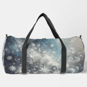 Zilveren en blauwe sneeuwvlok winter plunjezak (Voorkant)