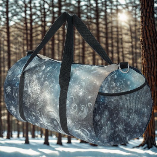 Zilveren en blauwe sneeuwvlok winter plunjezak