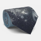Zilveren en blauwe sneeuwvlok winter stropdas (Opgerold)