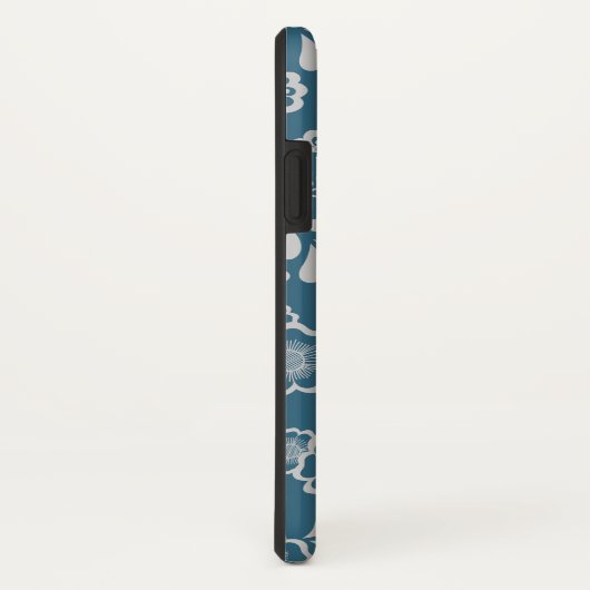 Zilveren en blauwe Victoriaanse bloemen kant monog Case-Mate iPhone Case (Achterkant/rechts)