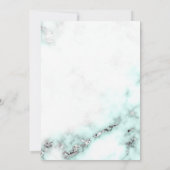 Zilveren en Blauwgroen Marble Elegant Wedding Invi Kaart (Achterkant)