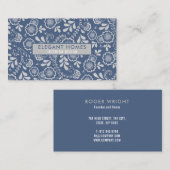 Zilveren en Frans blauwe bloemenslinger Visitekaartje (Voorkant / Achterkant)