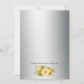 Zilveren en Gele Roses Wedding Bedankkaart (Achterkant)