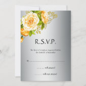 Zilveren en Gele Rozen Bruiloft RSVP Kaart (Voorkant)