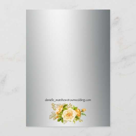 Zilveren en gele rozen Kaart voor weddenschappen (Achterkant)
