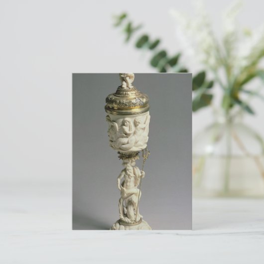 Zilveren en geslepen ivoorgeit briefkaart (Staand voorkant)