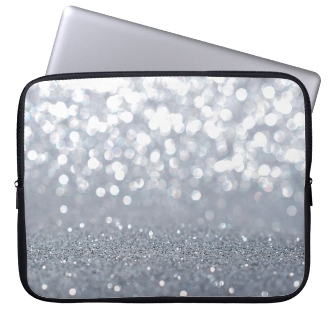 Zilveren en glanzen abstract laptop sleeve (Voorkant)