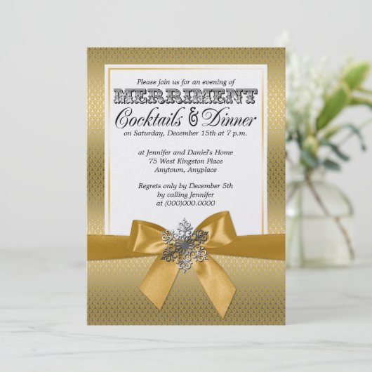 Zilveren en gouden feestdagen kaart (Staand voorkant)