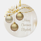 Zilveren en gouden  kerstballen keramisch ornament (Achterkant)