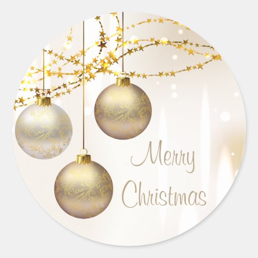 Zilveren en gouden kerstballen ronde sticker (Voorkant)