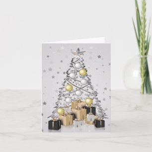 Zilveren en Gouden Kerstboom Dekbed Kaart