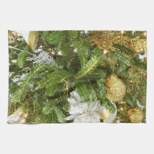 Zilveren en gouden kerstboom I Vakantie Theedoek