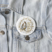 Zilveren en gouden kerststal ronde button 7,6 cm (In situ)